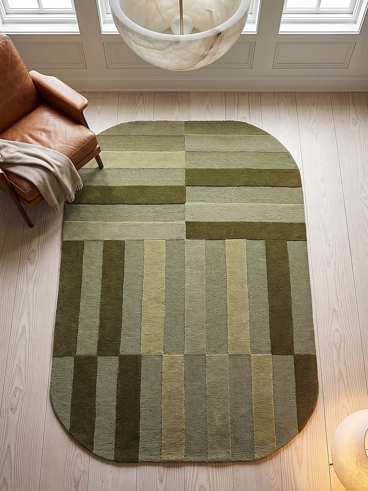 Teppich Olivgrün oval Draufsicht_