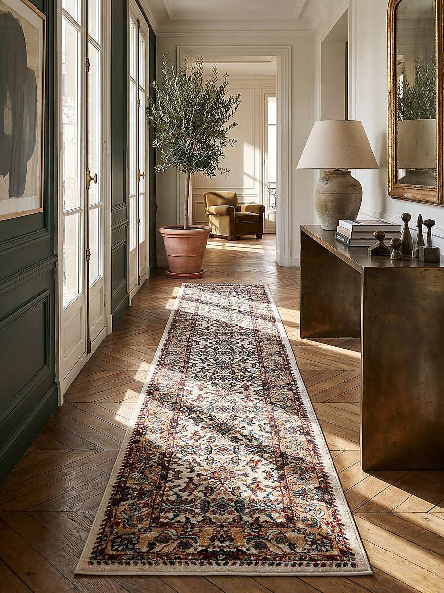 Teppich Multicolor-Rosa Läufer im modernen Wohnzimmer Einrichtungsidee_