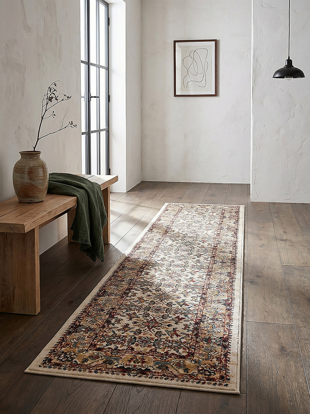 Teppich Multicolor-Rosa Läufer im Wohnzimmer mit Couchtisch und Wohnaccessoires Wohnidee skandinavisch modern_