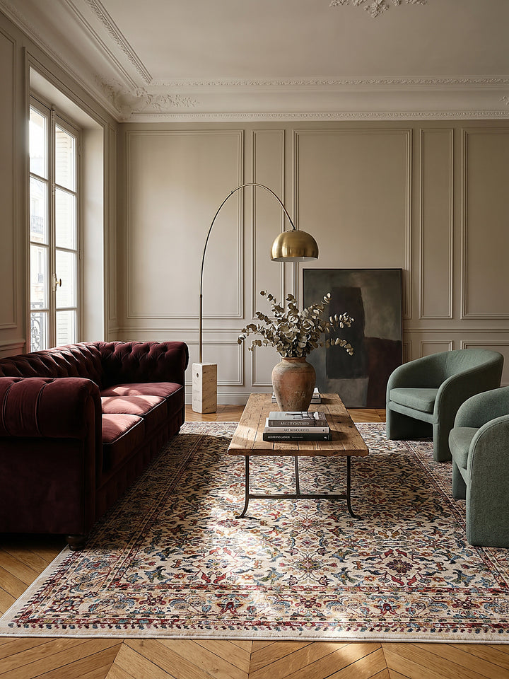 Teppich Multicolor-Rosa rechteckig im modernen Wohnzimmer Einrichtungsidee_
