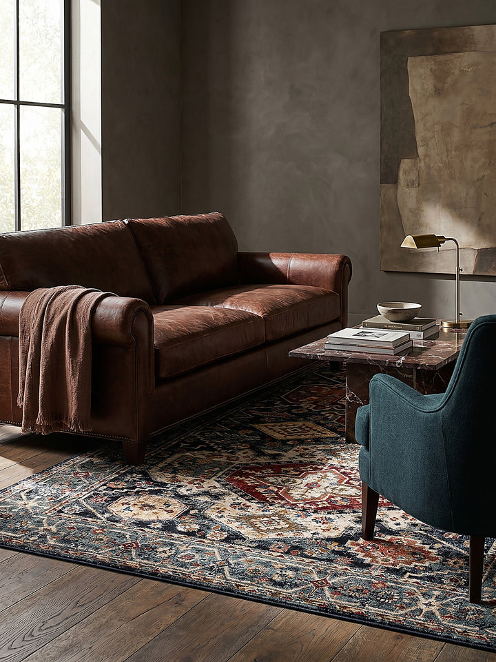 Teppich Multicolor-Blau Textur Detail Materialqualität rechteckig_