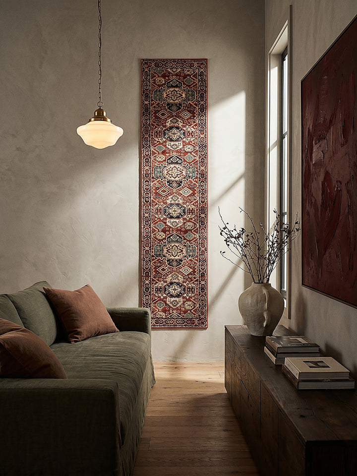 Teppich Rot Läufer als Wandteppich Wanddekoration Textilkunst Interior Design_
