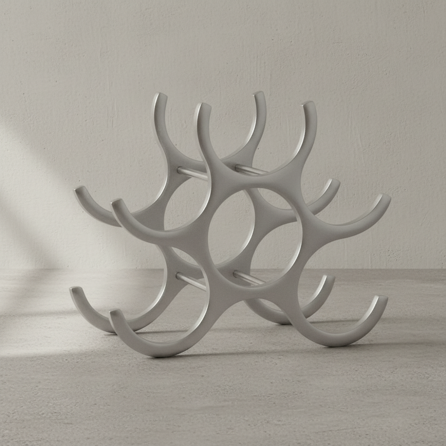 Weinregal Aluminium Modern Stil für 6 Flaschen platzsparend 24x29x14cm