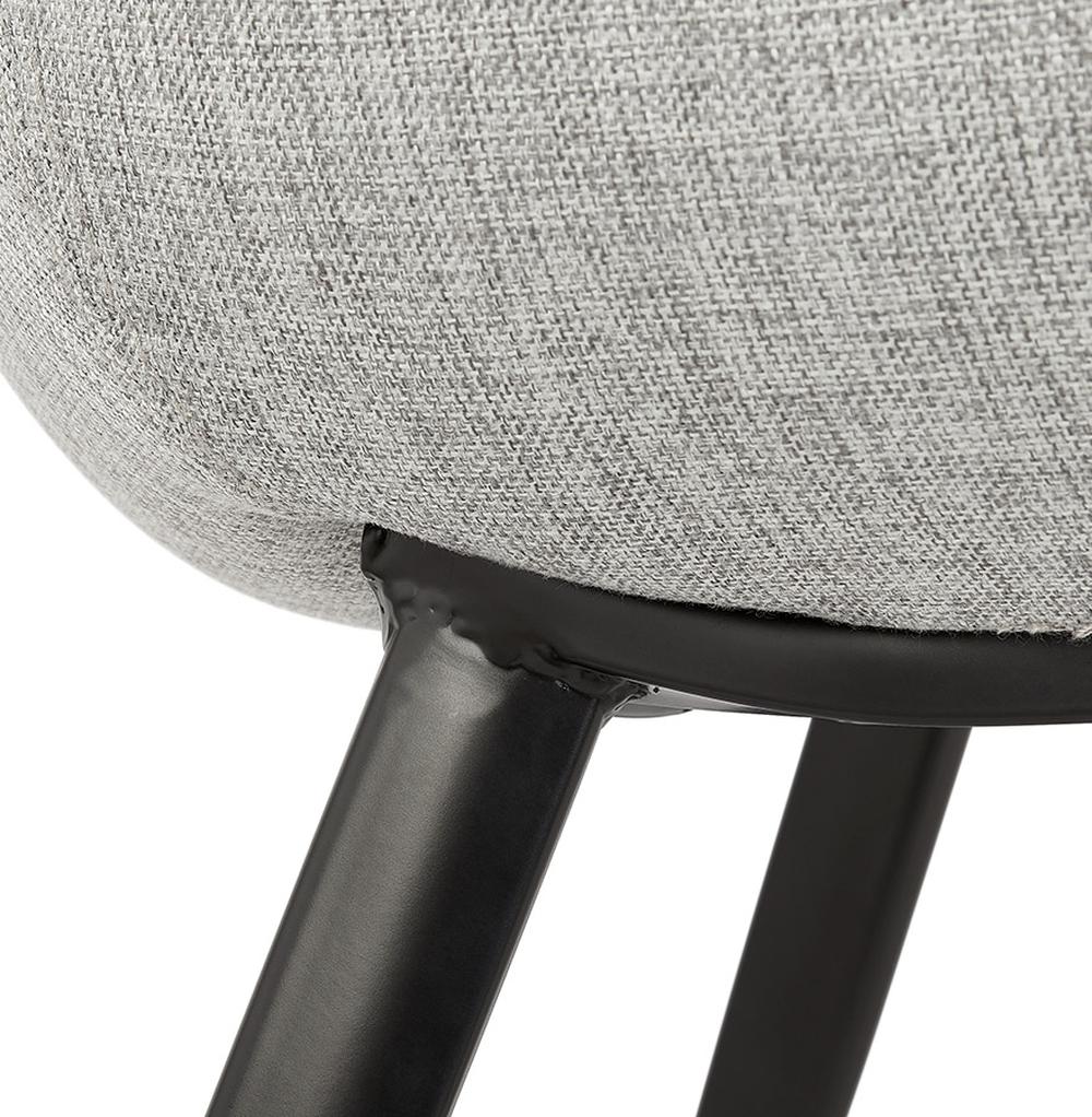 Polsterstuhl mit Armlehnen - 59x54x80cm - grauer Stoffbezug - schwarzes Metallgestell - perfekt für Esszimmer und Büro - Kadima Design_