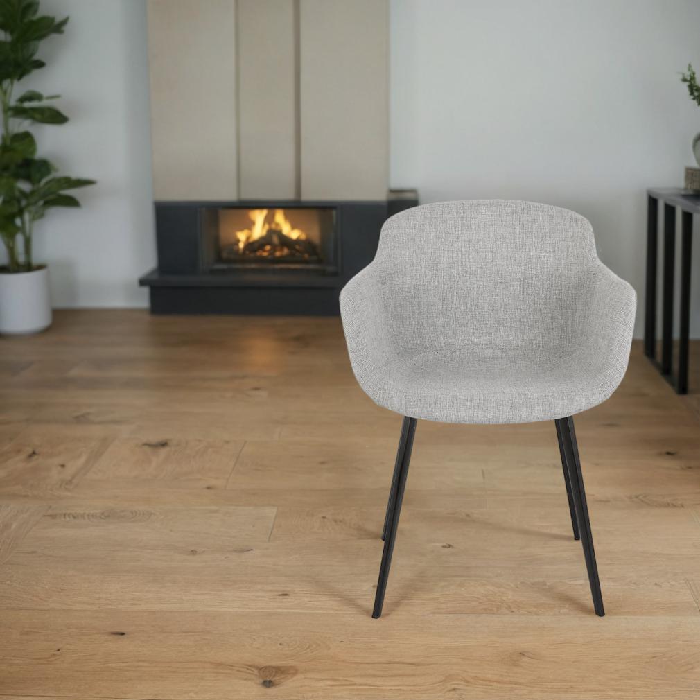 Mid-Century Stuhl - Graue Polsterung - schwarze Metallbeine - 120kg Belastbarkeit - stilvoller Akzent für moderne Einrichtungen - Kadima Design_