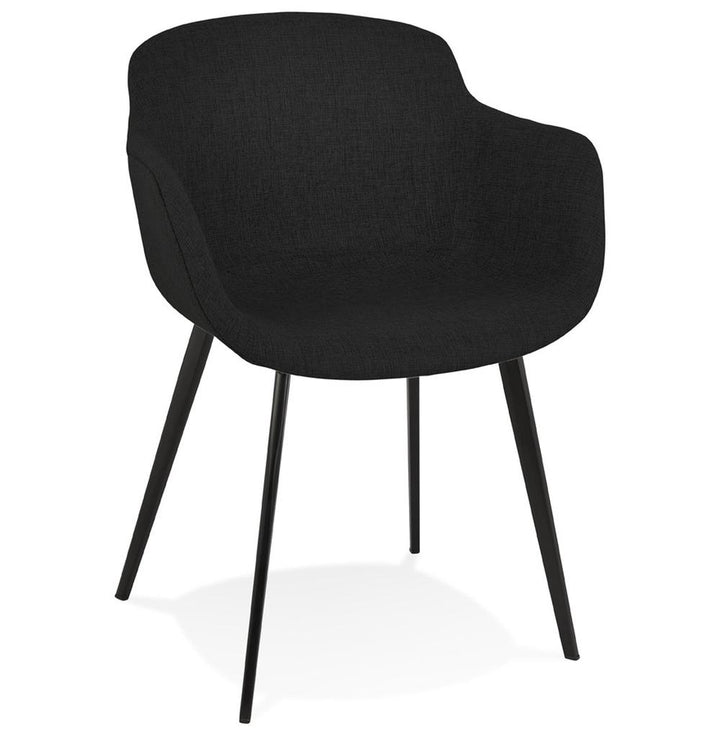 Schwarzer Esszimmerstuhl - Gepolsterte Sitzfläche 46x44cm - Metallbeine - ergonomische Rückenlehne 35cm hoch - elegant für formelle Dinner - Kadima Design_