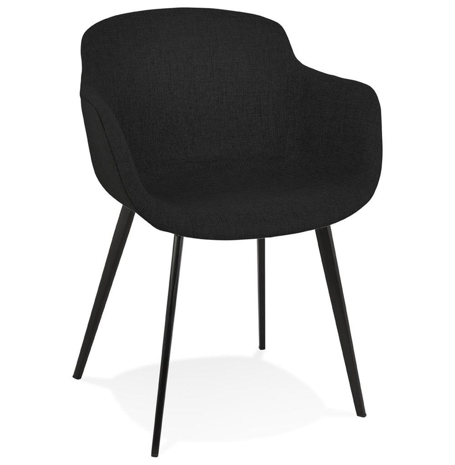 Schwarzer Esszimmerstuhl - Gepolsterte Sitzfläche 46x44cm - Metallbeine - ergonomische Rückenlehne 35cm hoch - elegant für formelle Dinner - Kadima Design_