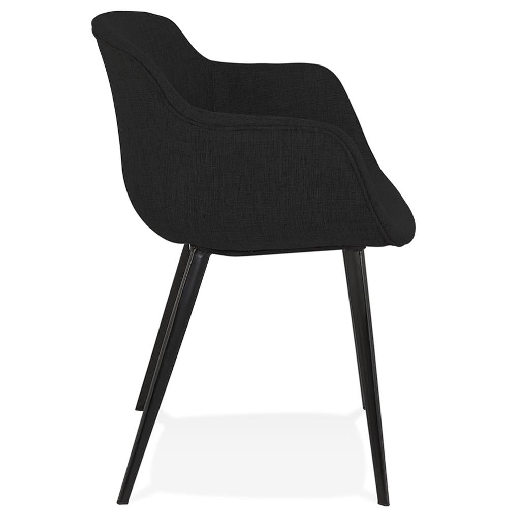 Mid-Century Stuhl - Schwarze Polsterung - schwarze Metallbeine - 120kg Belastbarkeit - markanter Blickfang in modernen Interieurs - Kadima Design_