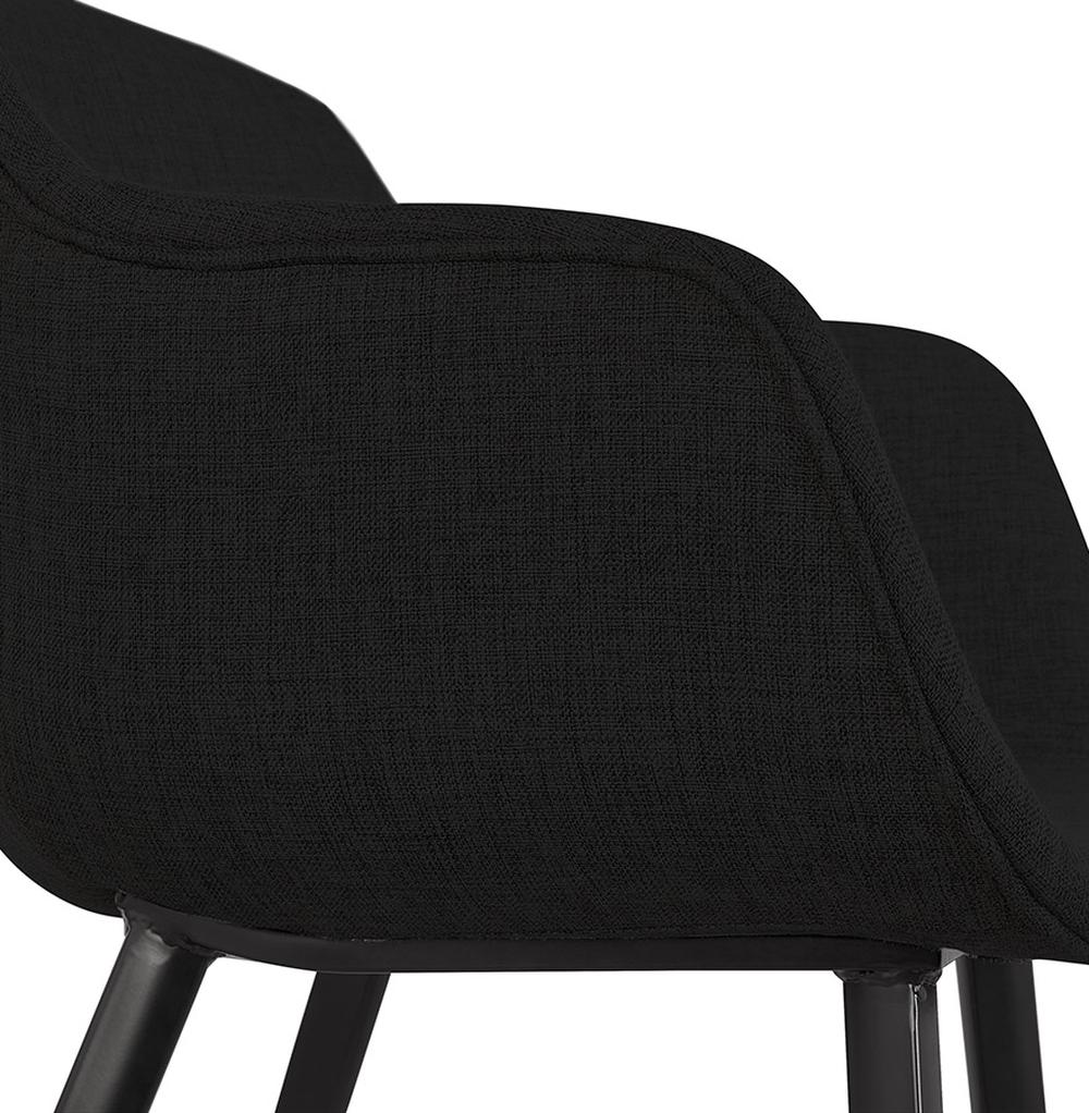 Polsterstuhl mit Armlehnen - 59x54x80cm - schwarzer Stoffbezug - schwarzes Metallgestell - edel für Esszimmer und Konferenzräume - Kadima Design_
