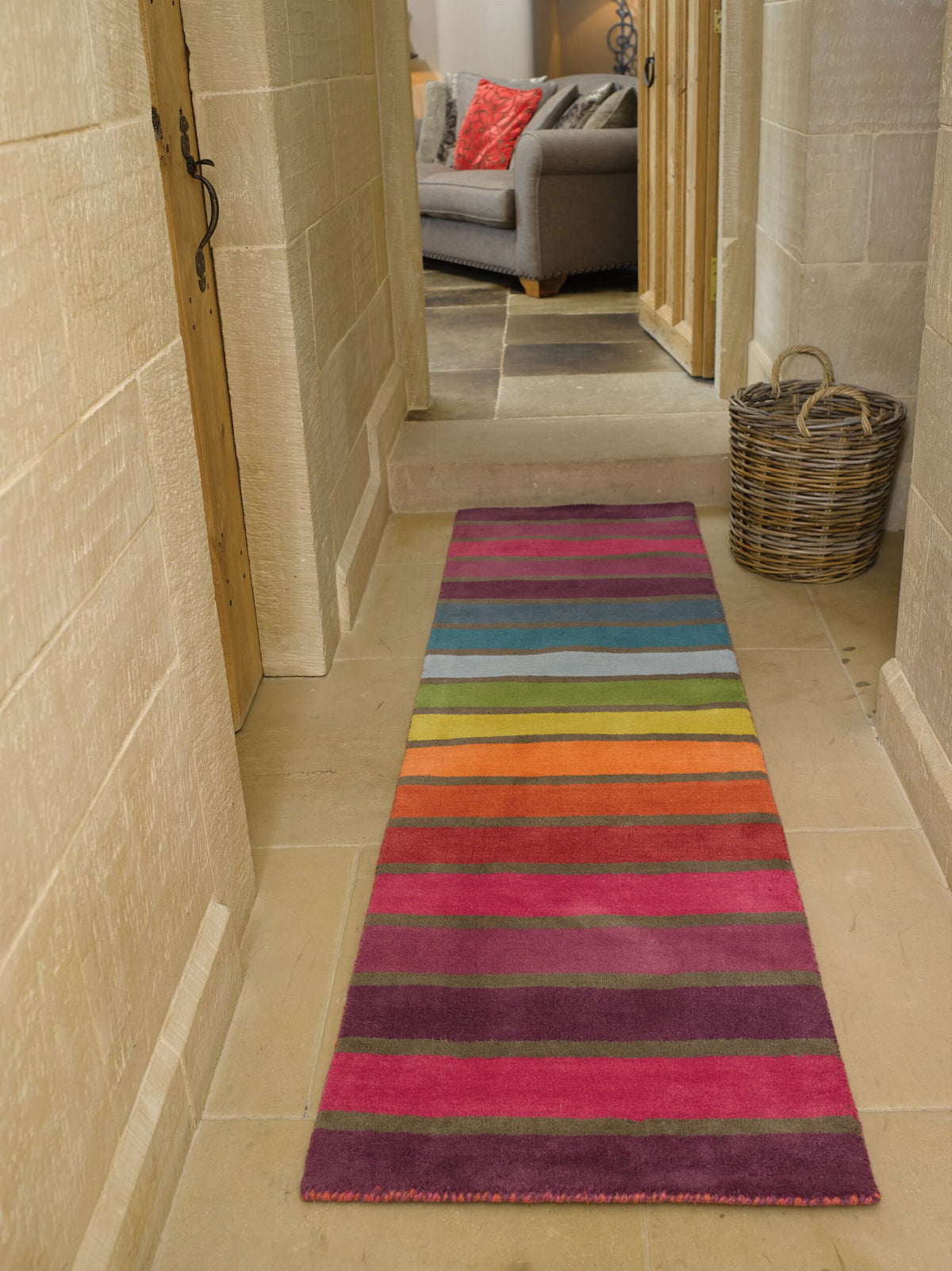 Premium Wollteppich in bunten Farben Multi Läufer