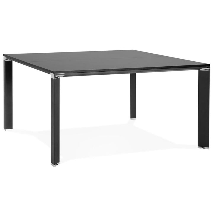 Schwarzer Quadrat-Schreibtisch - 140x140 cm - elegante MDF-Platte - modernes Metallgestell mit Chrom-Akzenten - perfekt für stilvolle Büros - Kadima Design_