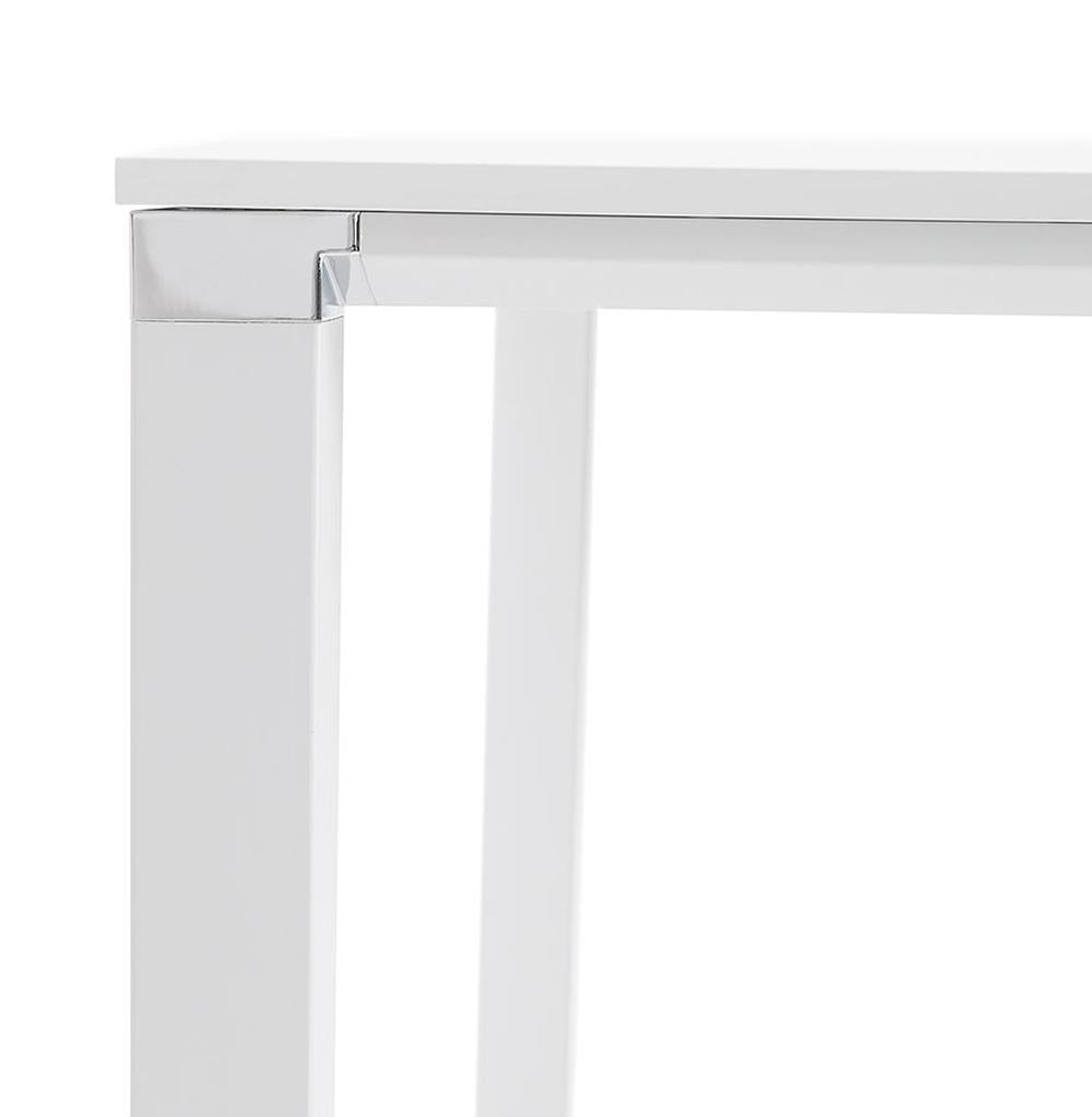 Weißer XXL-Schreibtisch - 160x160 cm - großzügige MDF-Platte - stabiles Metallgestell mit Chrom-Akzenten - ideal für Großraumbüros - Kadima Design_