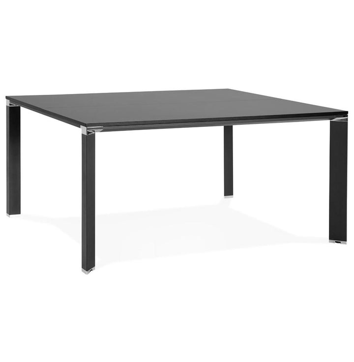 Schwarzer XXL-Schreibtisch - 160x160 cm - elegante MDF-Platte - robustes Metallgestell mit Chrom-Akzenten - perfekt für Executive Offices - Kadima Design_