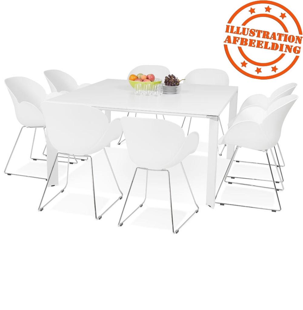 Weißer XXL-Schreibtisch - 160x160 cm - großzügige MDF-Platte - stabiles Metallgestell mit Chrom-Akzenten - ideal für Großraumbüros - Kadima Design_