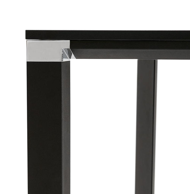 Schwarzer Quadrat-Schreibtisch - 140x140 cm - elegante MDF-Platte - modernes Metallgestell mit Chrom-Akzenten - perfekt für stilvolle Büros - Kadima Design_