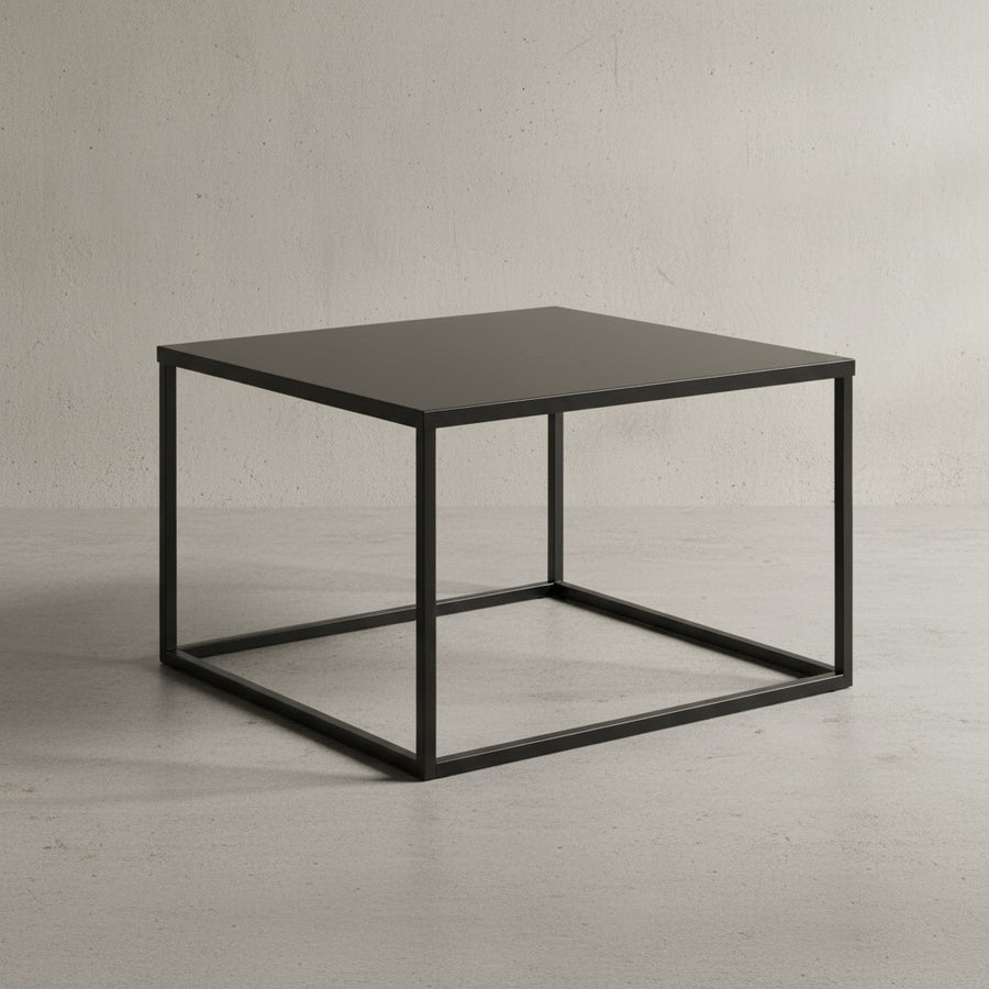 Quadratischer Couchtisch_ Marmor-Optik_ Metallgestell_ Industrial-Stil_ pflegeleicht_ verschiedene Farben - KADIMA DESIGN_Farbe_ Schwarz_ Material_ Stahl_ Größe_ 60x60x45 cm_