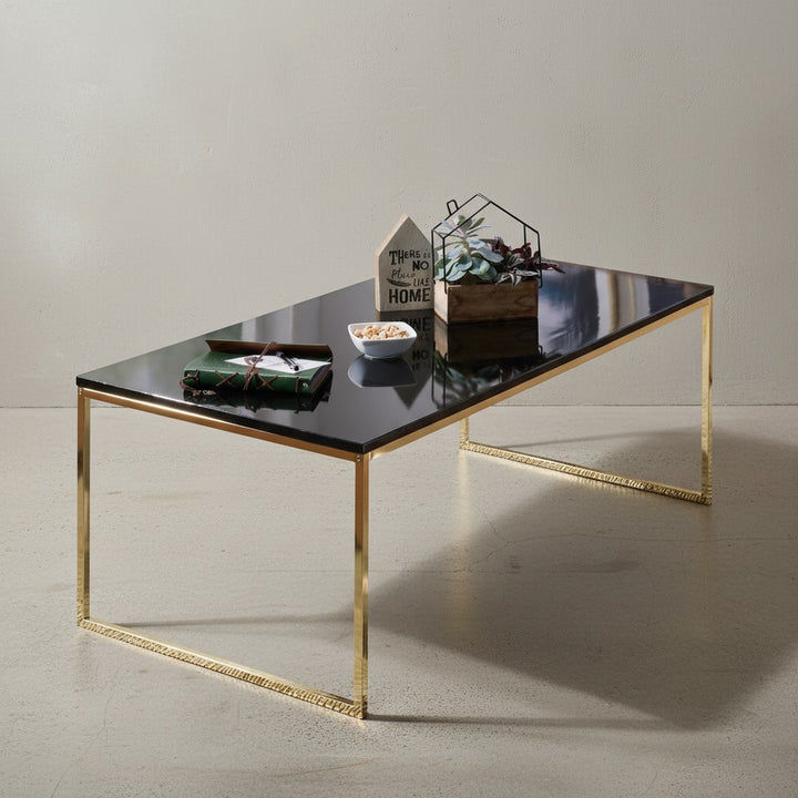 RIVA Couchtisch_ Metall und Holz_ filigrane Beine_ schwarze Tischplatte_ 120x45x60 cm - KADIMA DESIGN_Größe_ 120x60x45 cm_