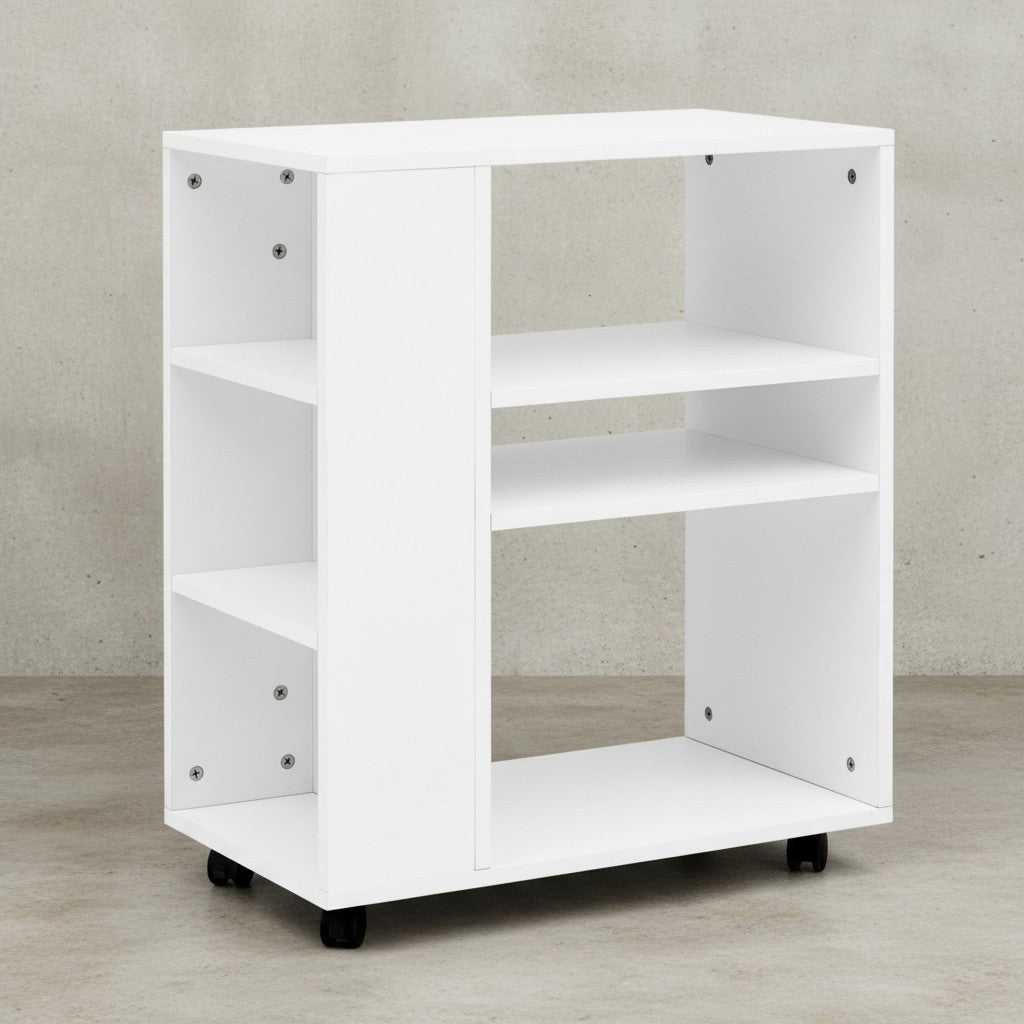 Regal BRENTA_ Elegantes Multifunktionsmöbel_ Rollen_ Viel Stauraum_ Modernes Design - KADIMA DESIGN_Farbe_ Weiß_ Größe_ 60x35x75 cm_
