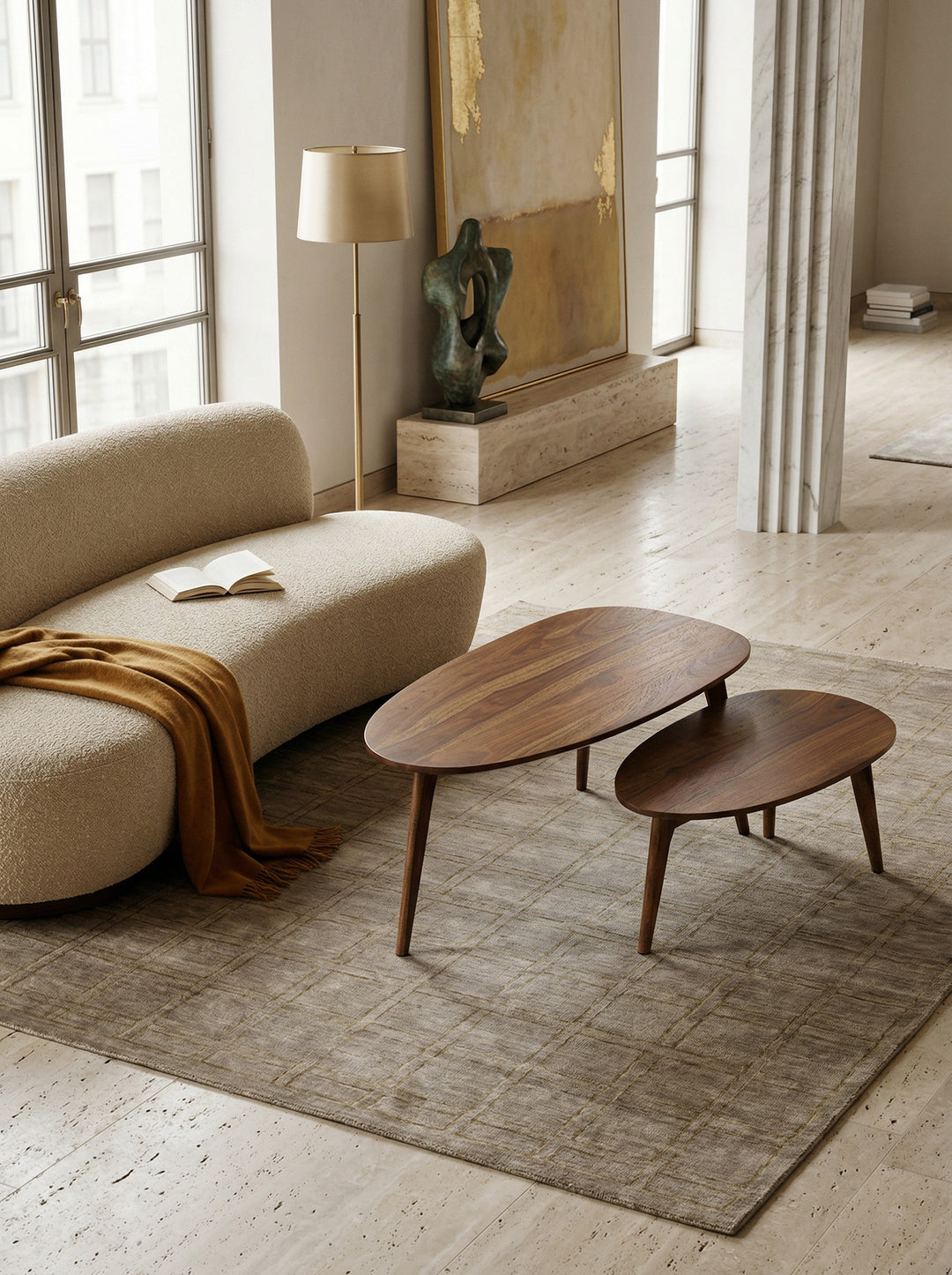 Retro-Couchtische_ Sheesham Massivholz_ 2er Set_ Nierenform_ Handgefertigt - KADIMA DESIGN_Farbe_ Braun_ Größe_ 100x50x42 cm_