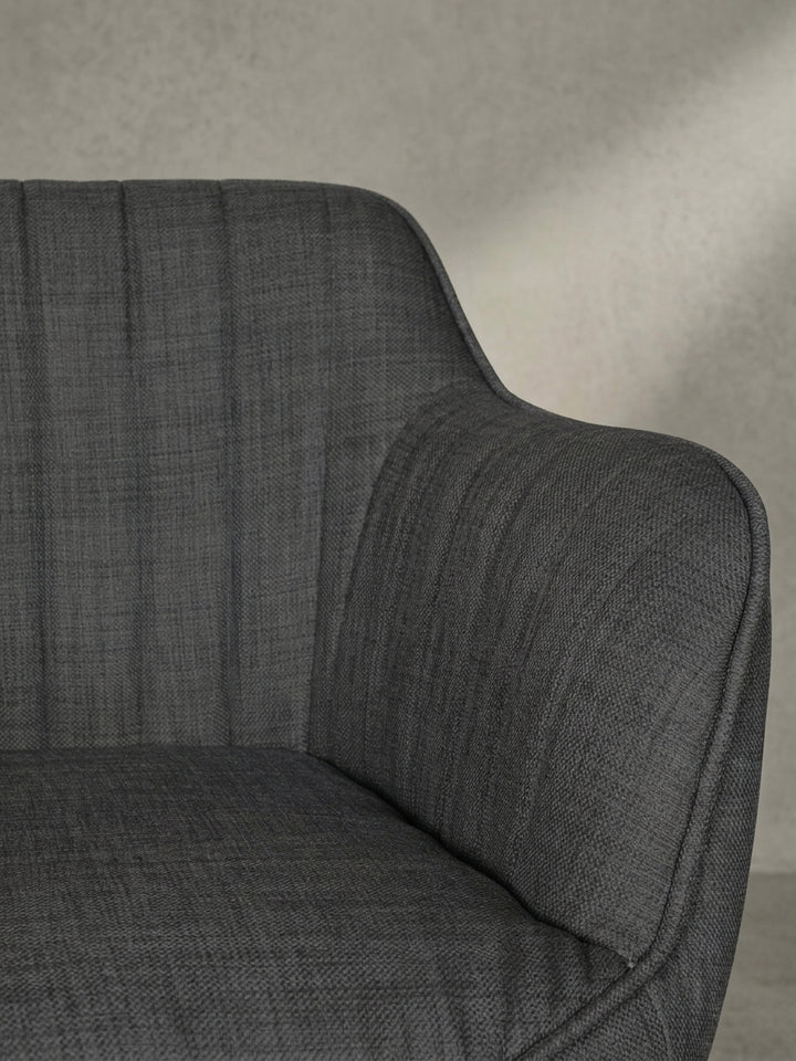 Bürostuhl aus Stoff anthrazit 65x65x90 cm mit Rollen und Armlehnen Design Möbel Einrichtung modern stilvoll robust hochwertig Premium Home Office Wohnen Interior Zuhause Wohnzimmer elegant_
