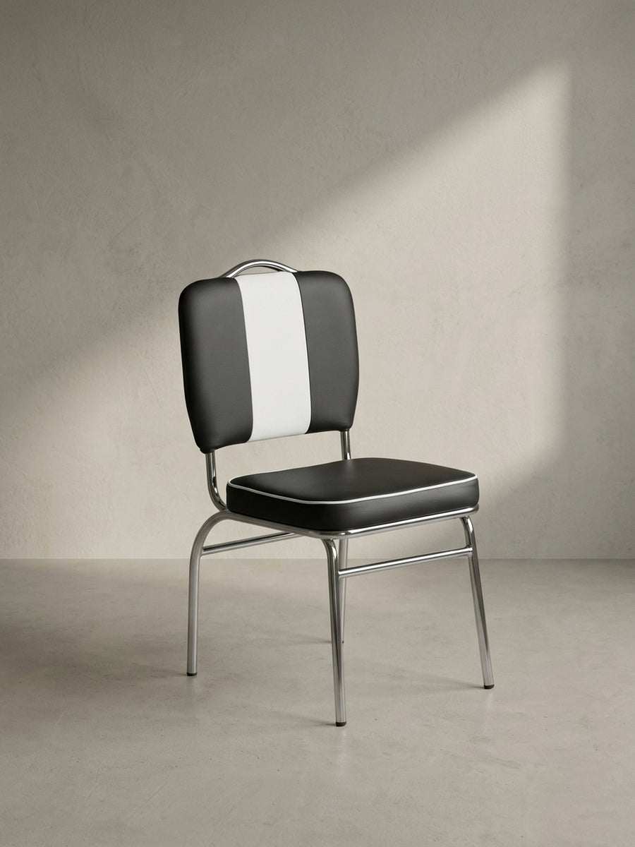 Esszimmerstuhl Kunstleder schwarz Design modern mit Polsterung 47x45x90 cm Möbel Einrichtung Esszimmer stilvoll zeitgenössisch elegant Wohnen Interior Zuhause Wohnzimmer hochwertig Premium_