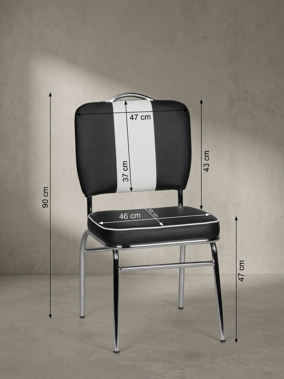 Esszimmerstuhl 47x45x90 cm Kunstleder schwarz mit Polsterung Möbel Design Wohnzimmer Esszimmer Schlafzimmer modern hochwertig elegant Wohnen Einrichtung Interior Zuhause stilvoll Premium_