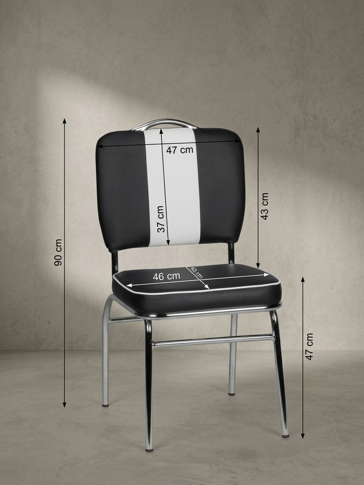 Esszimmerstuhl 47x45x90 cm Kunstleder schwarz mit Polsterung Möbel Design Wohnzimmer Esszimmer Schlafzimmer modern hochwertig elegant Wohnen Einrichtung Interior Zuhause stilvoll Premium_