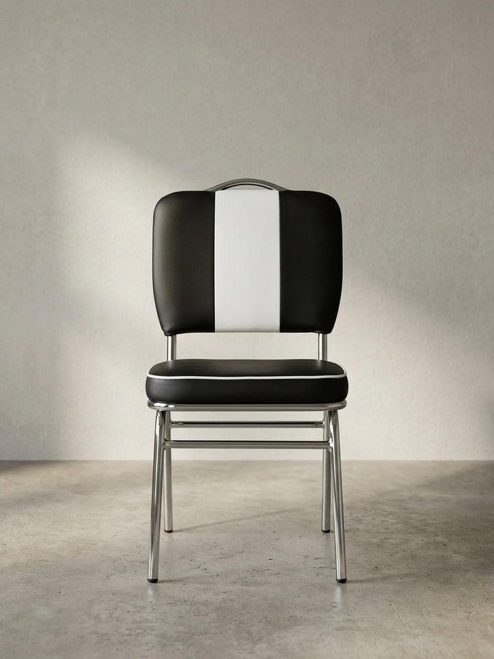 Esszimmerstuhl Kunstleder schwarz 47x45x90 cm mit Polsterung für Esszimmer Design Möbel modern hochwertig stilvoll robust langlebig Wohnen Einrichtung Interior Zuhause Wohnzimmer elegant_
