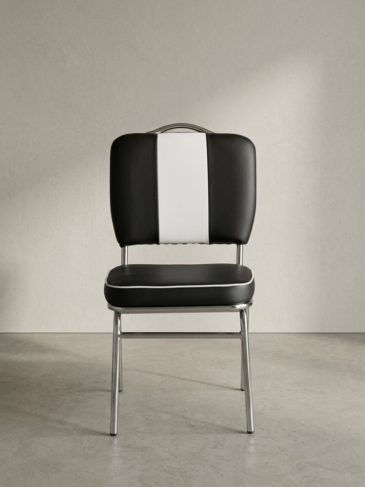 Esszimmerstuhl aus pflegeleichtem Kunstleder schwarz mit Polsterung 47x45x90 cm Design Möbel Premium Qualität modern Esszimmer Einrichtung stilvoll Wohnen Interior Zuhause Wohnzimmer_