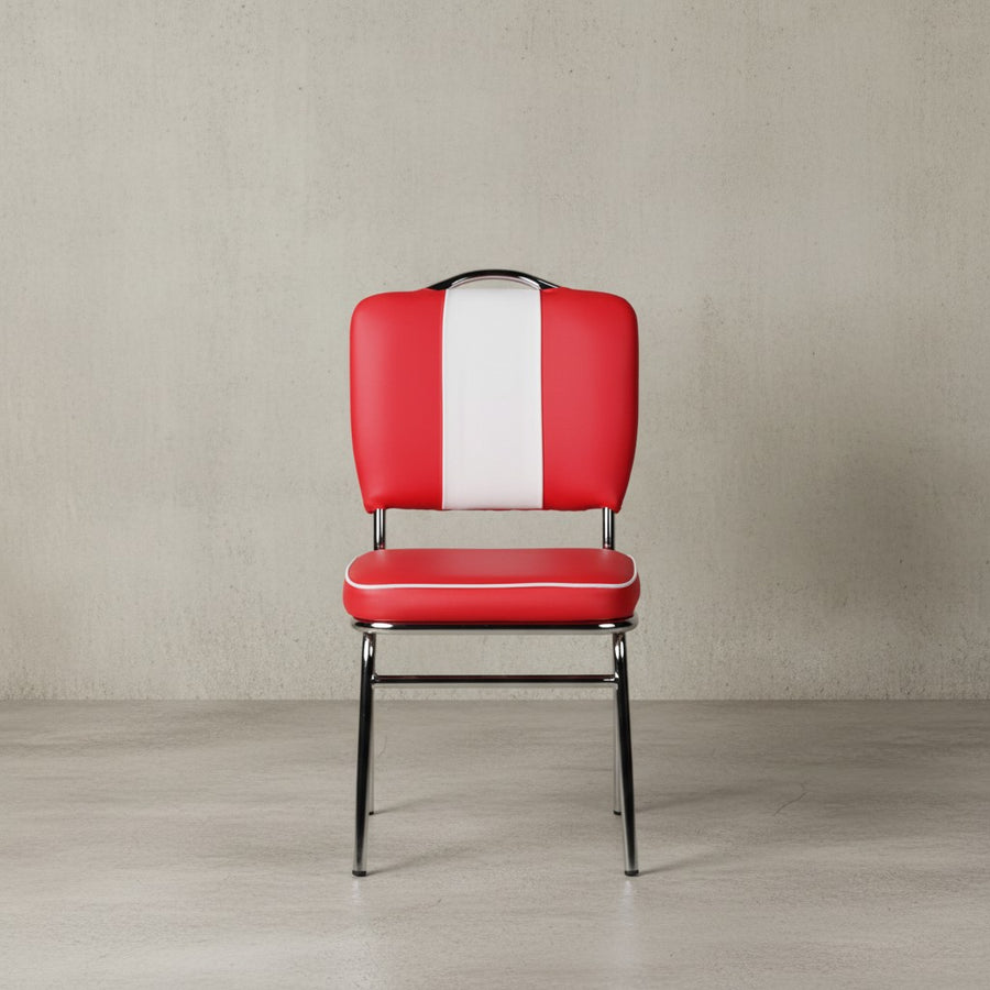 Retro Esszimmerstuhl_ 50er-Jahre Diner Style_ bequeme Polsterung_ verschiedene Farben - KADIMA DESIGN_Farbe_ Rot_ Größe_ 47x45x90 cm_