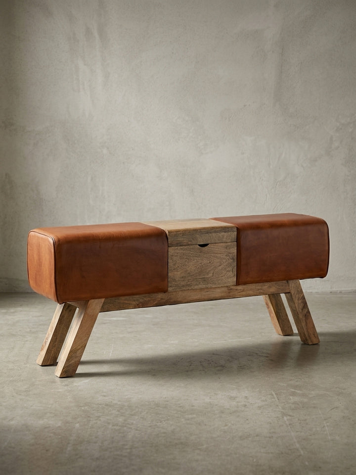 Technische Zeichnung der Turnbock Bank mit exakten Maßen: Länge 120 cm, Breite 29 cm, Höhe 53 cm. Präzise Größenangaben für die optimale Planung der Sitzhocker-Garderobenbank im Flur._