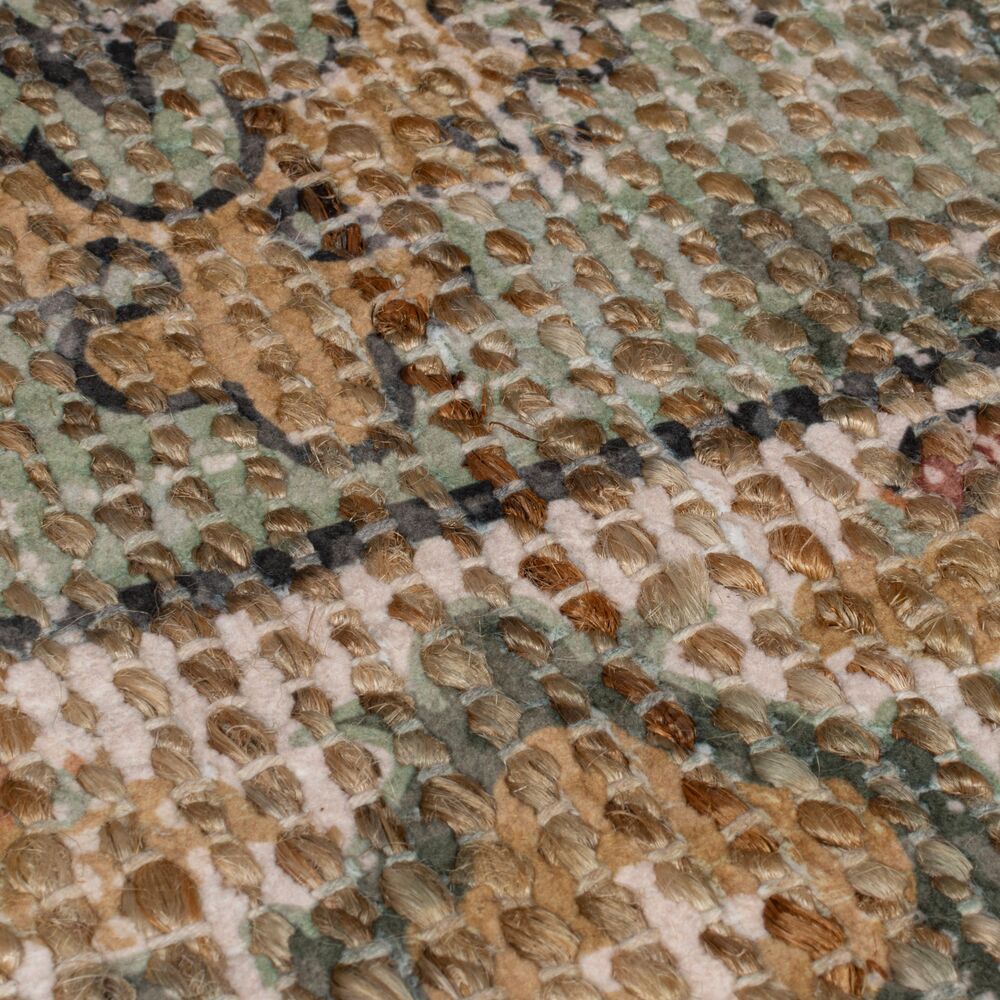 Robuster Vintage-Teppich aus Jute und Polyester - Distressed-Design_Braun-Grün_Rechteckig_