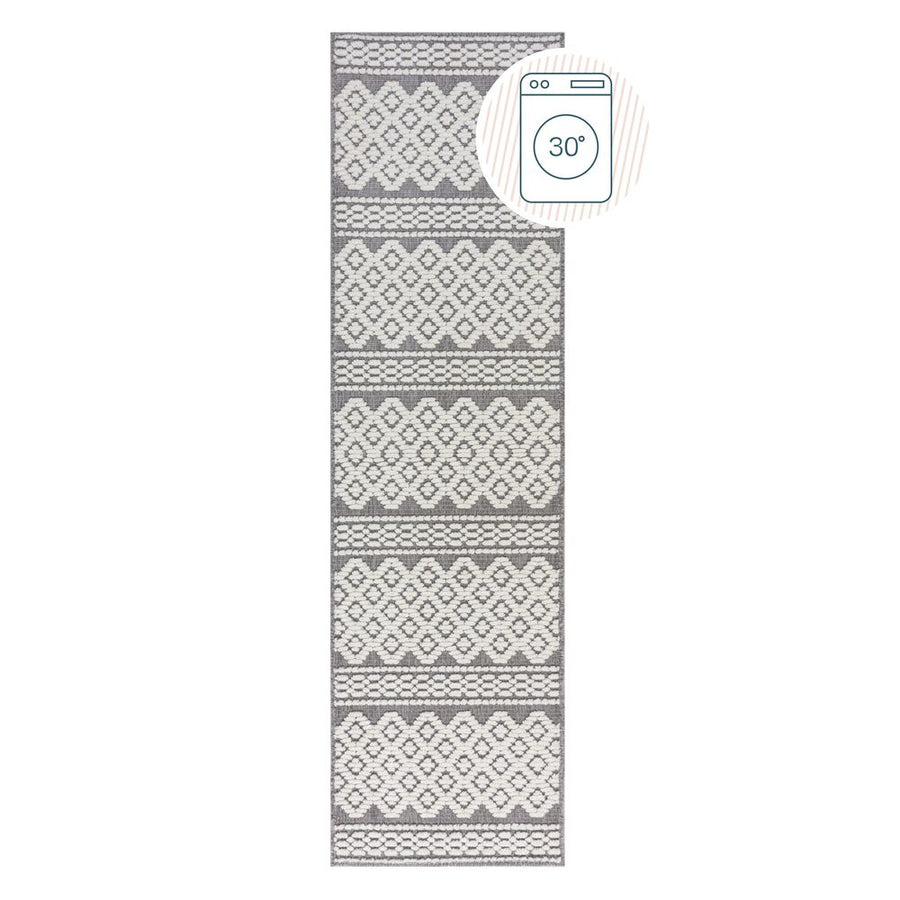 Teppich maschinenwaschbar Streifen-Design BECK - Grau 60x240 cm_Läufer_