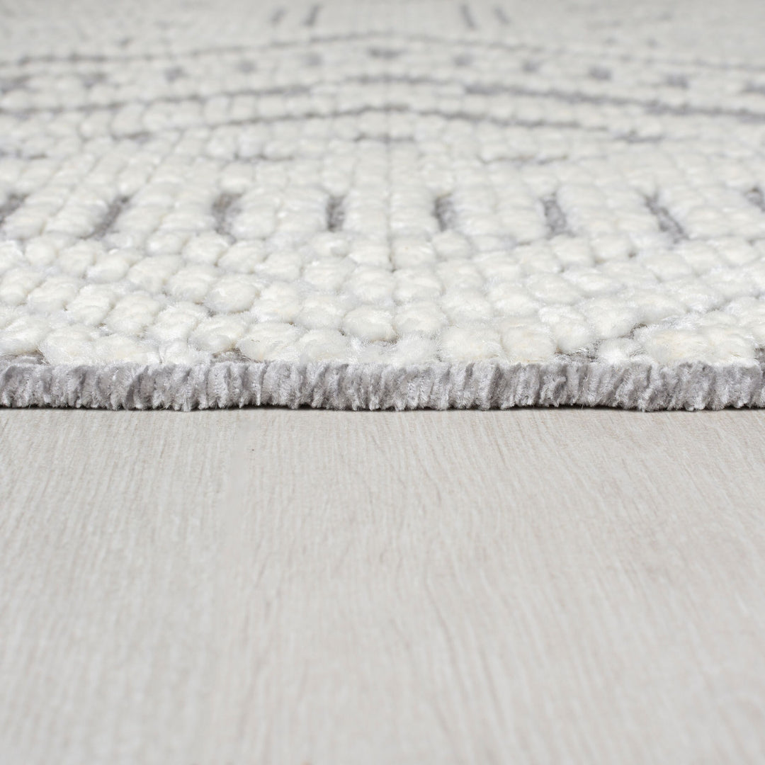 Teppich Geo-Muster - maschinenwaschbar - robust OTTER GREG - Grau 80x160 cm_Rechteckig_