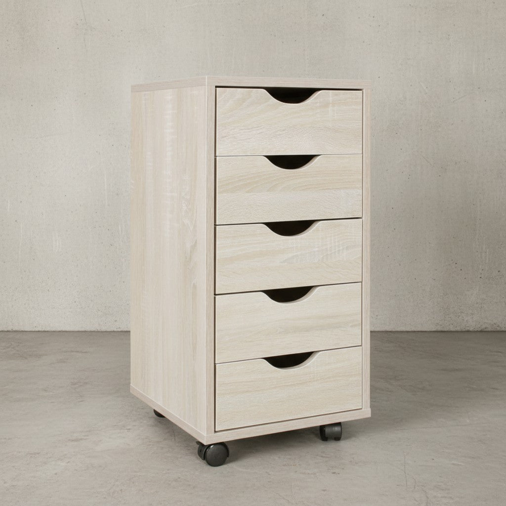 Rollcontainer_ 5 Schubladen_ MDF-Holz_ Büro/Wohnzimmer - Stilvoller Stauraum - KADIMA DESIGN_Größe_ 38x33x64 cm_