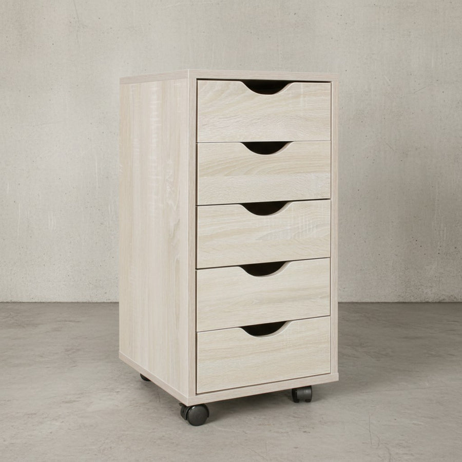 Rollcontainer_ 5 Schubladen_ MDF-Holz_ Büro/Wohnzimmer - Stilvoller Stauraum - KADIMA DESIGN_Größe_ 38x33x64 cm_
