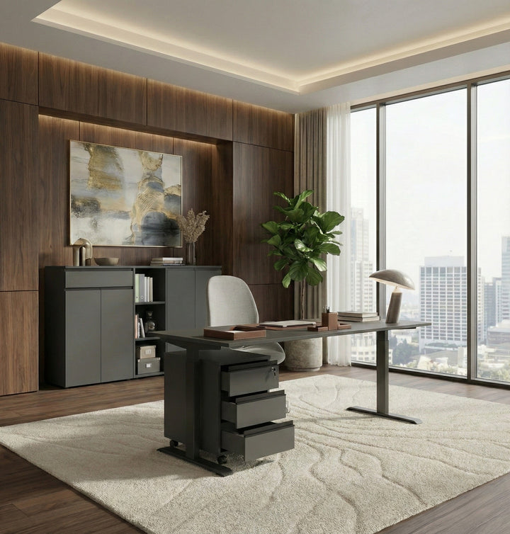 Rollcontainer 3 Schubladen Soft-Close | 40x63x50 cm | Bürocontainer Graphit | Mobil auf Rollen | Made in Germany | Büromöbel &amp;quot;Stuttgart&amp;quot; Kadima Design_