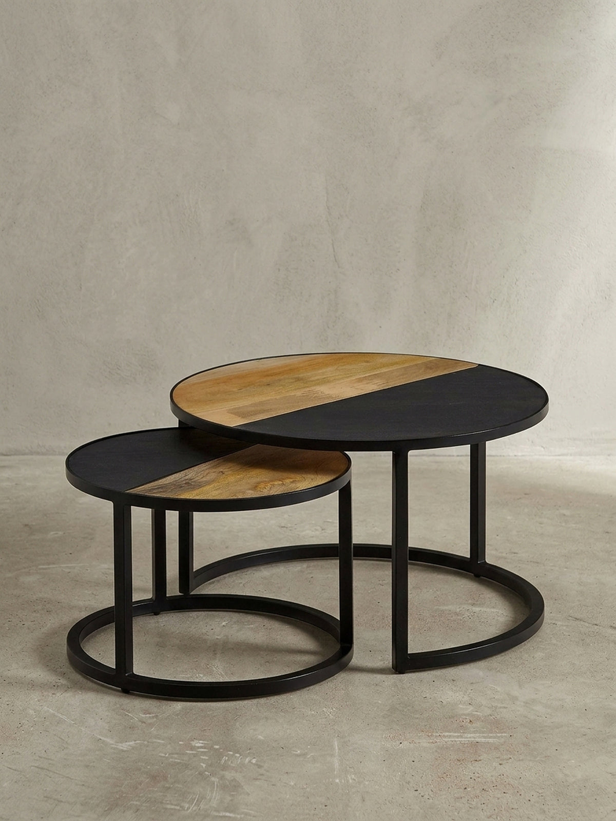 Couchtisch Set Rund Mango – Modernes 2er-Set Steinoptik – Kadima Design