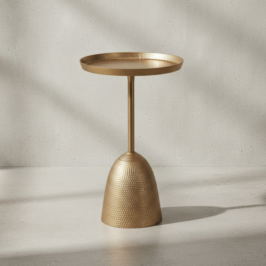 Runder Beistelltisch in Mattgold_ lackiertes Aluminium_ 33x33x53 cm - KADIMA DESIGN_Größe_ 33x33x53 cm_