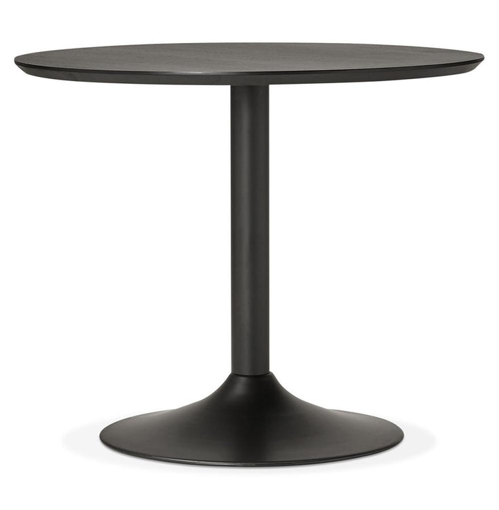 XIRANO kleiner runder Tisch in Schwarz - moderne Eschenoberfläche mit Metallgestell - elegant und platzsparend_