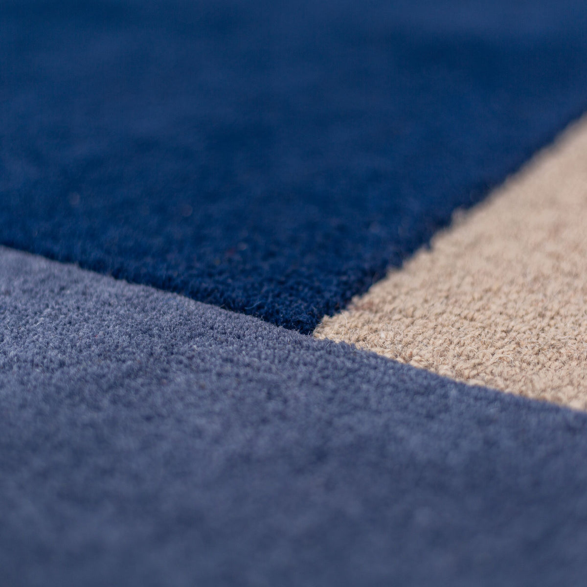 Wollteppich Segment Muster - Geometrisch - Wohnzimmer_Blau-Beige_Rund_
