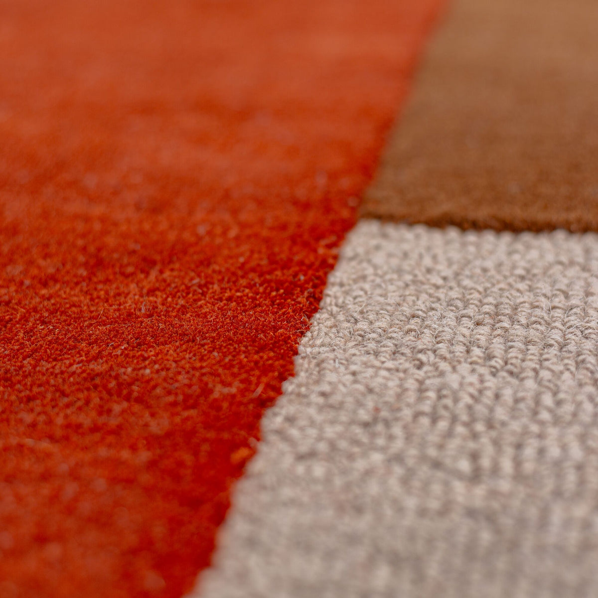 Wollteppich Segment Muster - Geometrisch - Wohnzimmer Rot-Beige Rund
