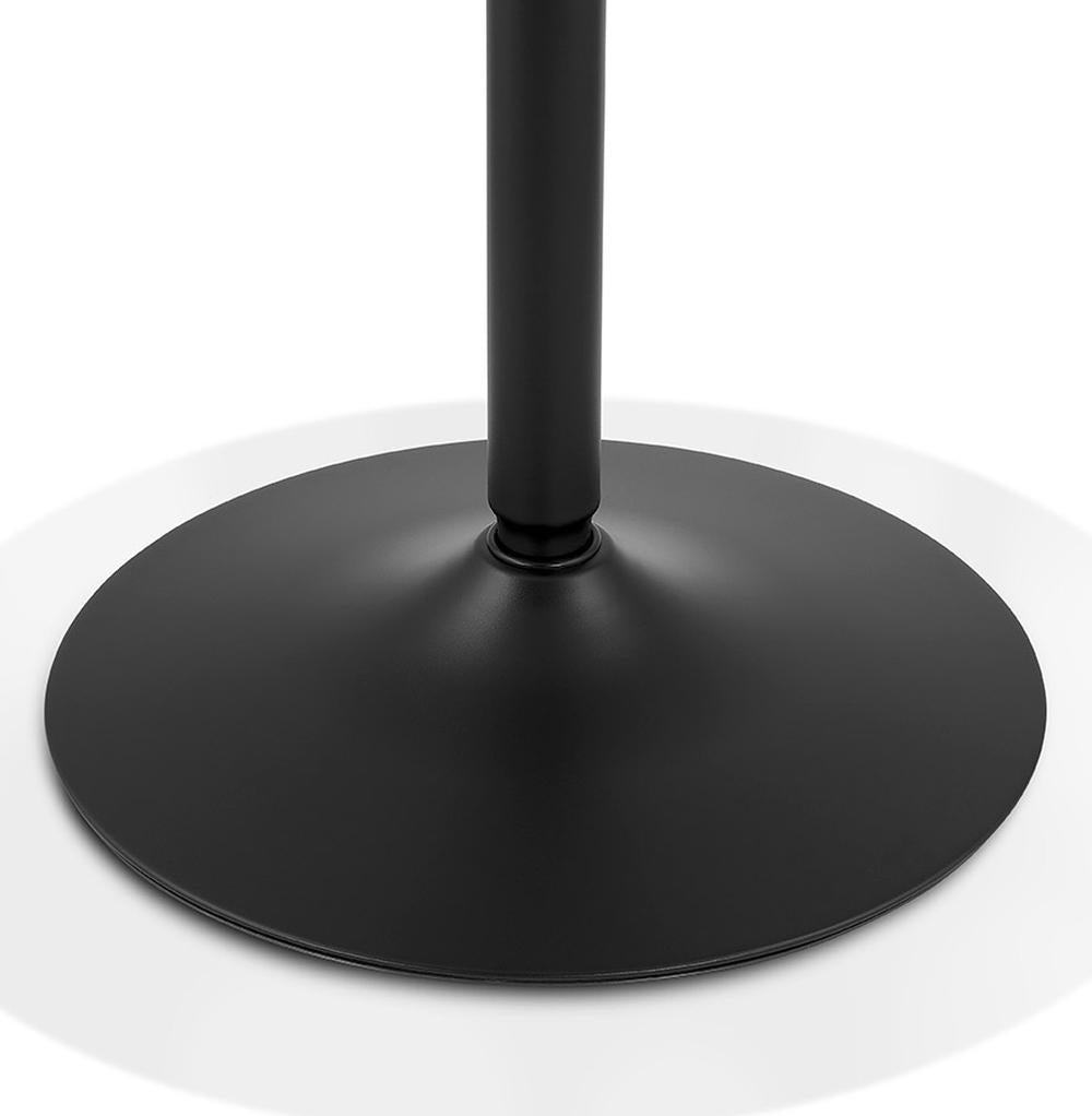 Detailansicht des schwarzen LUXIRO Stehtisches mit glänzendem Asche-MDF-Finish - ideal für minimalistische Räume_