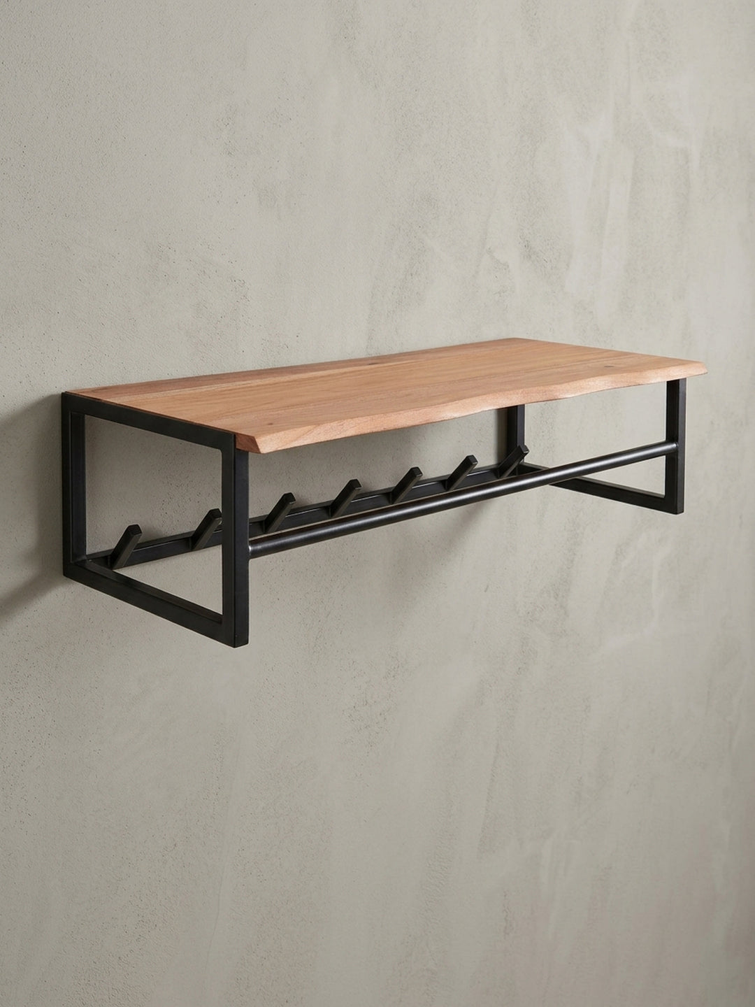 Seitenprofil der Design-Wandgarderobe, zeigt die Höhe von 22 cm und die stabile Konstruktion aus pulverbeschichtetem Eisen._