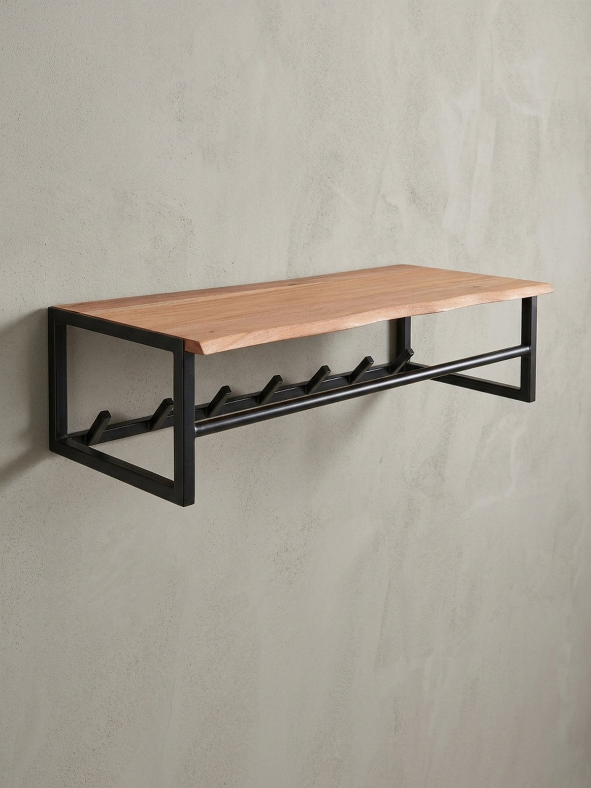 Seitenprofil der Design-Wandgarderobe, zeigt die Höhe von 22 cm und die stabile Konstruktion aus pulverbeschichtetem Eisen._