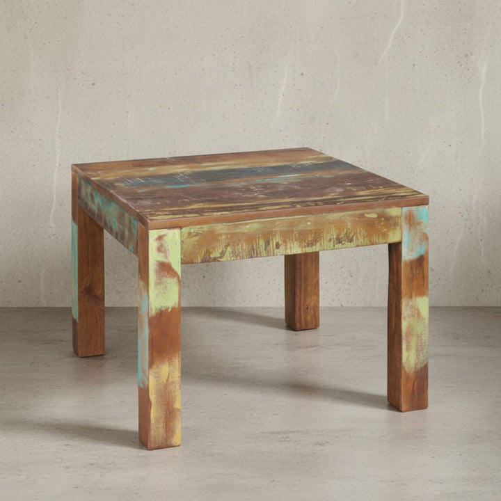 Rustikaler Couchtisch_ Recyceltes Mango-Holz_ Shabby-Chic-Design_ robust_ Klarlack-Beschichtung_ große Tischplatte - KADIMA DESIGN_Farbe_ Braun_ Größe_ 60x60x47 cm_