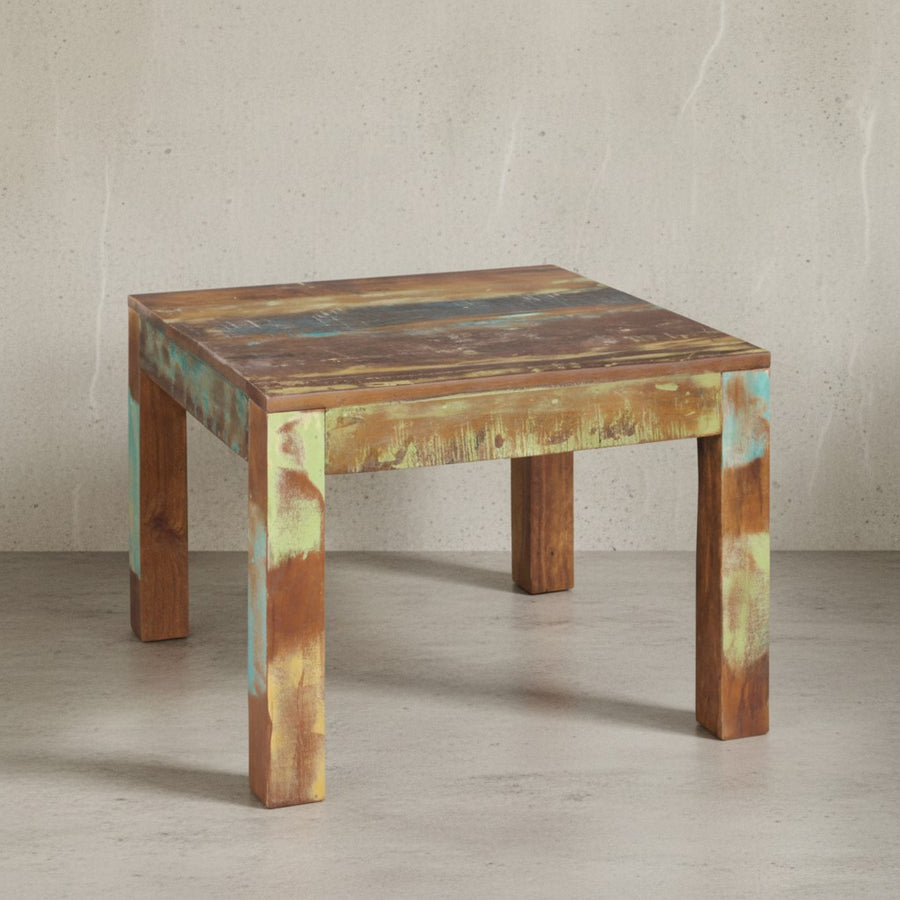 Rustikaler Couchtisch_ Recyceltes Mango-Holz_ Shabby-Chic-Design_ robust_ Klarlack-Beschichtung_ große Tischplatte - KADIMA DESIGN_Farbe_ Braun_ Größe_ 60x60x47 cm_