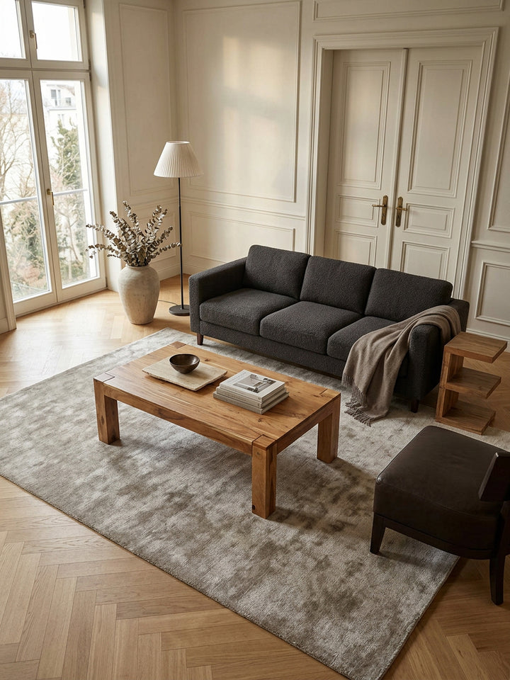 Rustikaler Couchtisch NAKO_ Akazienholz_ quadratisch_ handgefertigt_ pflegeleicht - KADIMA DESIGN_Farbe_ Beige_ Größe_ 110x60x40 cm_