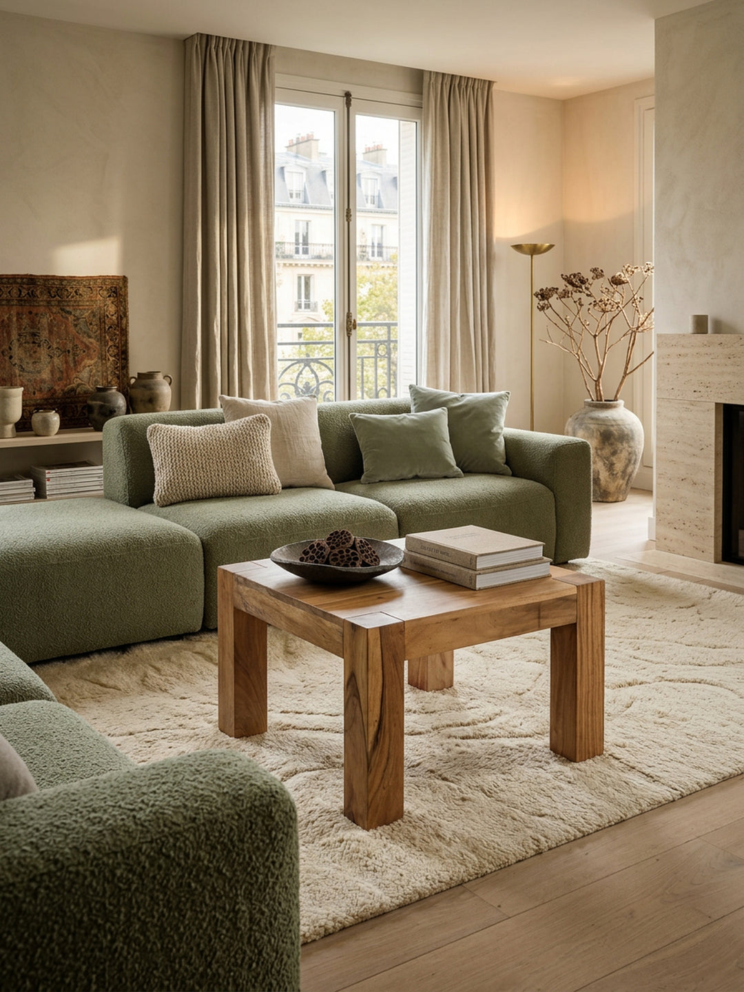 Rustikaler Couchtisch NAKO_ Akazienholz_ quadratisch_ handgefertigt_ pflegeleicht - KADIMA DESIGN_Farbe_ Beige_ Größe_ 60x60x40 cm_