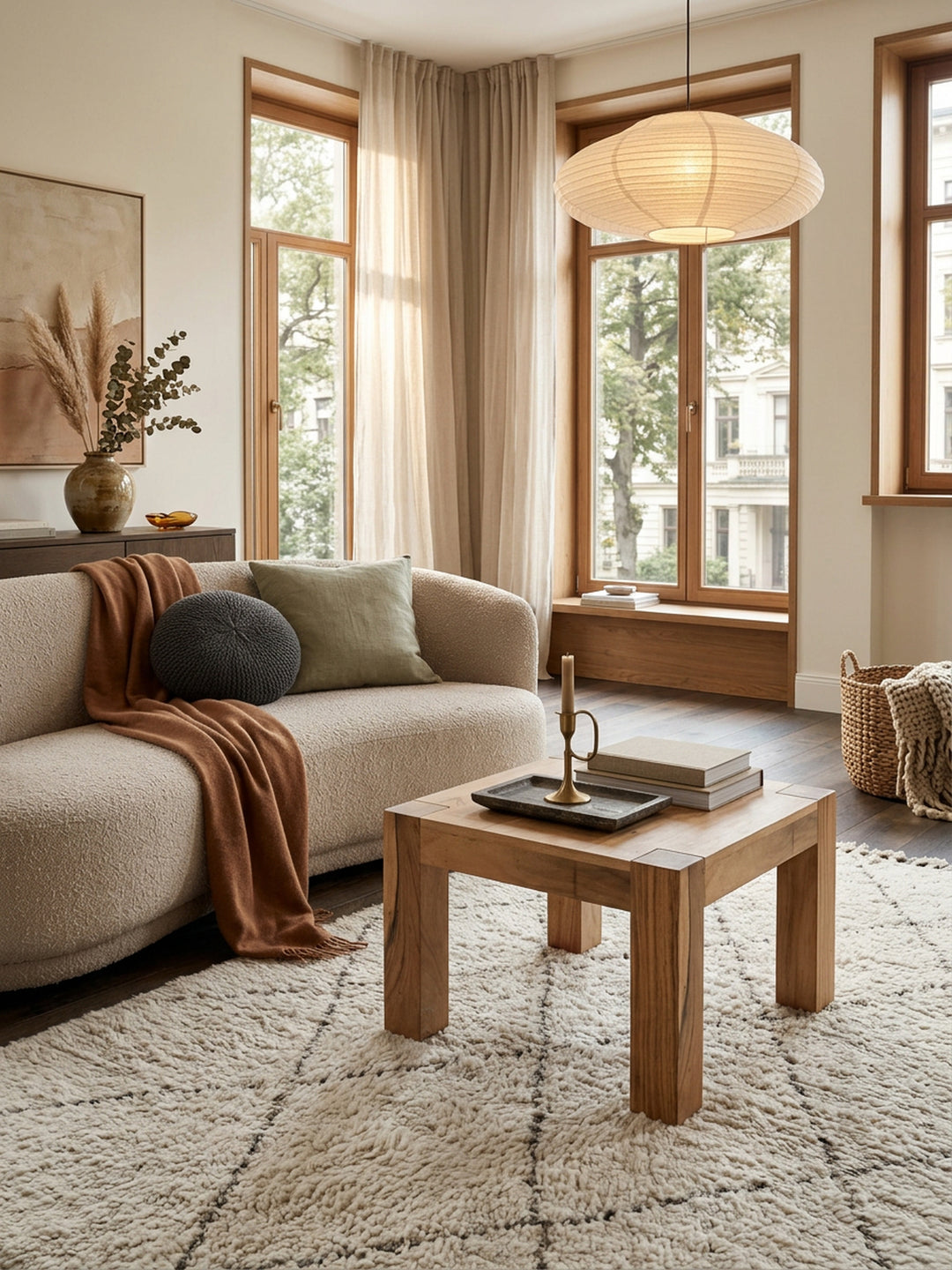 Rustikaler Couchtisch NAKO_ Akazienholz_ quadratisch_ handgefertigt_ pflegeleicht - KADIMA DESIGN_Farbe_ Beige_ Größe_ 60x60x40 cm_